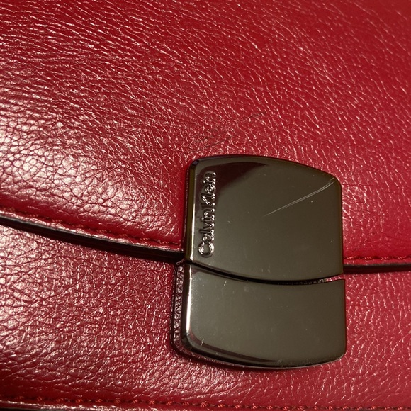 Calvin Klein Alina Shoulder Bag Red clasp closure  compact and sophisticated EUC - Picture 3 of 11